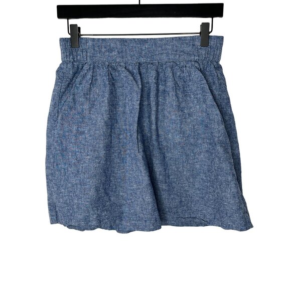 LOFT Outlet XS Blue Linen Blend Skirt A Line Pull On Mini Casual - Picture 1 of 12